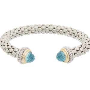 BLUE TOPAZ SET IN POPCORN CUFF